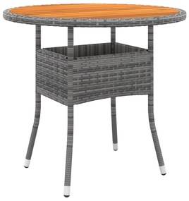 vidaXL szürke akácfa és polyrattan kerti asztal Ø80 x 75 cm