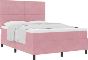 vidaXL Boxrugós ágy matracmal Rózsaszín 140 x 190 cm szövet