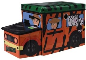 Safari bus gyermek tárolódoboz és ülőke, narancssárga,55 x 26 x 31 cm