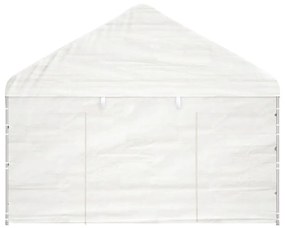 Fehér polietilén pavilon tetővel 8,92 x 4,08 x 3,22 m