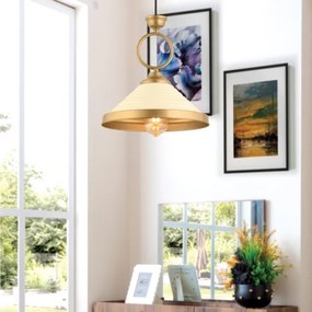 MONZA zsinóros függőlámpa 1xE27/40W/230V, átm. 30 cm, krémszínű/bronzos