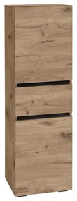 Natúr színű magas keskeny fürdőszoba szekrény tölgyfa dekorral 38x130 cm Wisla – Støraa