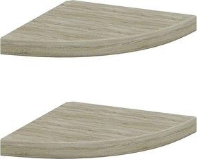 vidaXL 2 db tölgyszínű MDF lebegő sarokpolc 35 x 35 x 3,8 cm