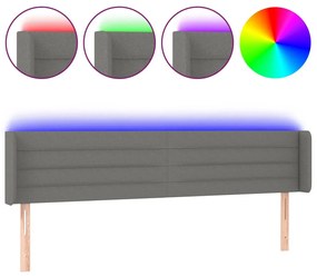sötétszürke szövet LED-es fejtámla 183 x 16 x 78/88 cm