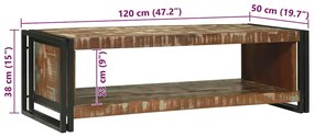 Dohányzóasztal Barna 120 x 50 x 38 cm tömör újrahasznosított fa