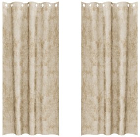 Bársony Függönyök 2 db Gyűrűkkel Krém 260x140 cm