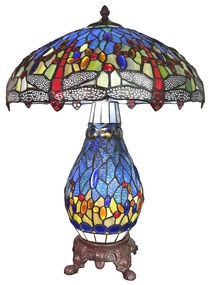 Tiffany asztali lámpa Kék Piros Ø 46x65 cm
