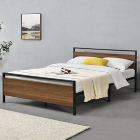 [en.casa] Fémkeretes ágy Finse fa-hatású elemekkel matrac nélkül 140x200 cm