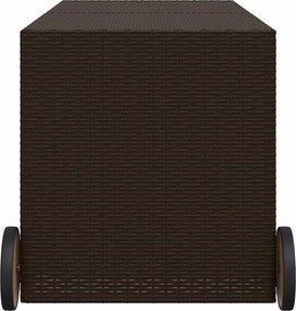 vidaXL barna polyrattan kerti tárolóláda kerekekkel 283 L