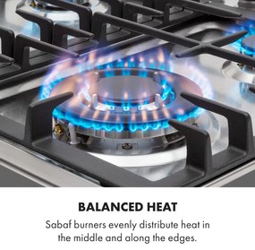 Klarstein Ignito 4, gázfőzőlap, 4 Sabaf égő, rozsdamentes acél, ezüst