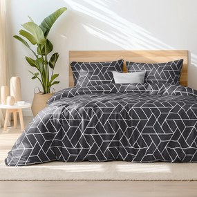 Goldea pamut ágyneműhuzat - mozaik minta, sötétszürke alapon 220 x 200 és 2db 70 x 90 cm