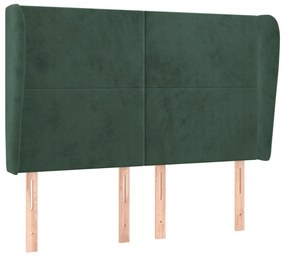 sötétzöld bársony fejtámla szárnyakkal 147 x 23 x 118/128 cm