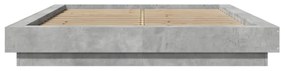 betonszürke szerelt fa ágykeret LED-del 120 x 200 cm