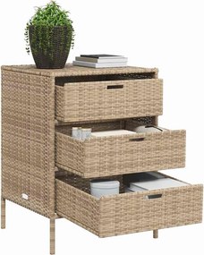 vidaXL bézs polyrattan kerti tárolószekrény 55 x 59 x 80 cm