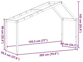 viaszbarna tömör fenyőfa gyerekágytető 203 x 95,5 x 142 cm