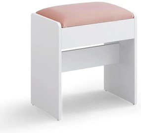 Sminkasztalhoz való ülőke, mattfehér–pasztell rózsaszín