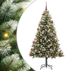 Műanyag csuklós karácsonyfa bolyhos hóval Zöld és fehér 180 cm