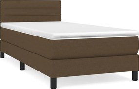 vidaXL sötétbarna szövet rugós ágy matraccal 100 x 200 cm
