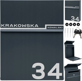 Postaláda Slim Antracit Szám Minta