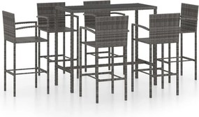 vidaXL 7 részes szürke polyrattan kerti bárszett