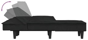 fekete L-alakú bársony kanapéágy 255x140x70 cm