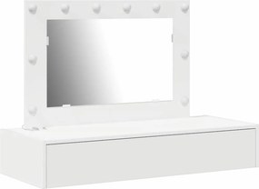 vidaXL Öltözködőasztal tükör lámpákkal Fehér 100 x 40 x 70 cm Faanyag