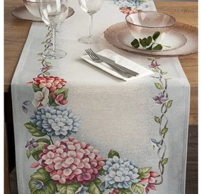 Hortenzia mintás gobelin asztali futó Szürke 40x100 cm +/-5%