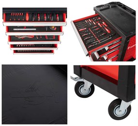Professzionális műhely kocsi / szekrény szerszámokkal 196db REDATS - 7 fiók Red/Black