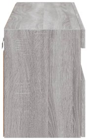 szürke sonoma színű fali TV-szekrény LED-del 100x30x40 cm