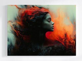 Poszter Nő Tűz Lángok Dark Art 80x60