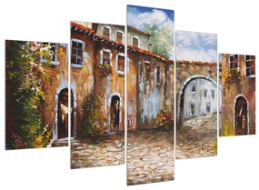 Medditerán utca festmény képe (150x105 cm)