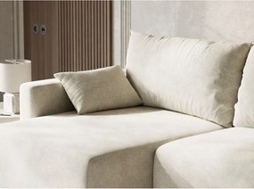 Krémszínű zsenília kinyitható-tárolóhelyes sarokkanapé (bal oldali-heverő résszel) Leon – Maison de Rêve