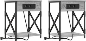 vidaXL Éjjeliszekrény 2 pcs Szürke Sonoma 41 x 31 x 51 cm Faanyag