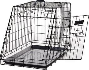PawHut Nagy Méretű Kutya Szállító Ketrec 77L x 47W x 55H cm Fekete Fém | Aosom