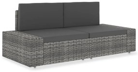 vidaXL 2 személyes szürke elemes polyrattan kanapé