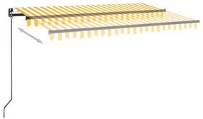 sárga és fehér kézzel kihúzható LED-es napellenző 400 x 350 cm