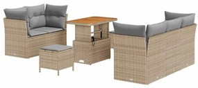 vidaXL Kerti Kanapé Szett 8 pcs Bézs polirattan