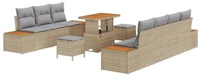 vidaXL Kerti Kanapé Szett párnával tárolóval 10 pcs Bézs Poli rattan