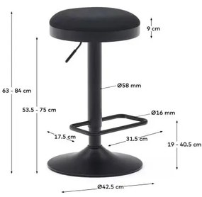 Fekete bárszék szett 2 db-os 58 cm Zaib – Kave Home