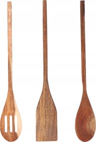 Fa konyhai eszközök készlete, szűrőkanál konyhai lapát 3 db