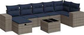 vidaXL 8 részes szürke polyrattan kerti ülőgarnitúra párnákkal