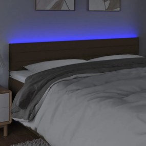 sötétbarna szövet LED-es fejtámla 200x5x78/88 cm