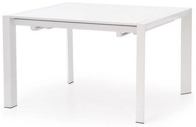 Asztal Houston 123Fényes fehér, 76x80x130cm, Hosszabbíthatóság, Közepes sűrűségű farostlemez, Fém