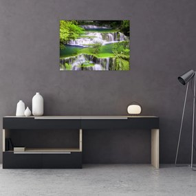 Kép - Huay Mae Khamin vízesések, Kanchanaburi, Thaiföld (üvegen) (70x50 cm)