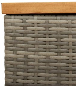 szürke polyrattan és akácfa kerti tárolóláda 220 x 50 x 54 cm