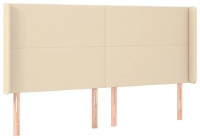 krémszínű szövet LED-es fejtámla szárnyakkal 163x16x118/128 cm