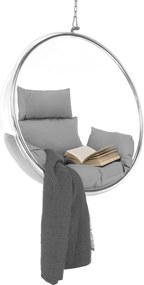 Függő fotel, átlátszó/ezüst/szürke, BUBBLE NEW TYP 1