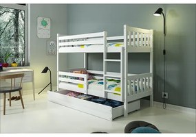 CARINO Gyermek emeletes ágy 190x80 cm Fehér Fehér