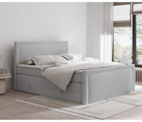 Világosszürke ágyneműtartós boxspring ágy 140x200 cm Lavenda – Maison de Rêve