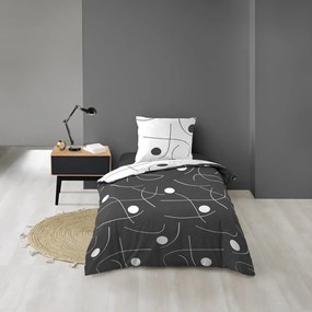 Fehér-sötétszürke egyszemélyes mikroszálas ágyneműhuzat 140x200 cm Sonate – douceur d'intérieur